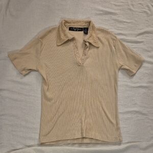 Victoria Jones Woman Beige Short Sleeve Top